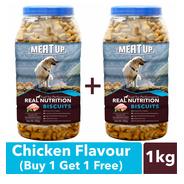 Meat Up Chicken Flavour, Real Chicken Biscuit, Dog Treats -500g Jar (Buy 1 Get 1 Free) Meat Up Chicken Flavour, Real Chicken Biscuit, Dog Treats -500g Jar (Buy 1 Get 1 Free)
