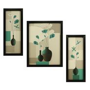 Indianara 3 Pc Set Of Floral Paintings Without Glass 5.2 X 12.5, 9.5 X 12.5, 5.2 X 12.5 Inch
