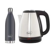 Pigeon 1.5 L Kettle With 1000 ml Stark Flask (Pack of 2, Black, Steel)