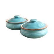 Wonderchef Teramo Stoneware 7 Inch Handi with Lid - Blue