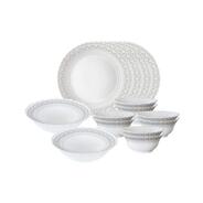 Larah By Borosil Ageria Opalware Glass Dinner Set,Pack of 25, White