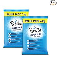 Amazon Brand - Presto! Super Blue Premium Detergent Powder | 8 Kg | 4 Kg X 2 Packs | Removes Tough Stains | Safe And Gentle On Fabrics | Refreshing Floral Fragrance | Machine And Hand Wash