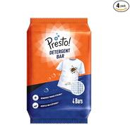 Presto! Detergent Bar | 250g | 4 Count | 4 Bars Each X Pack of 1 | Tough On Stains | Gentle On Fabrics | Colour-Safe | Refreshing Fragrance | Gentle on Hands