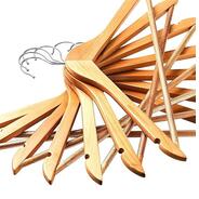 Star Work Wooden Hanger for Clothes Hanging | Hangers for Wardrobe and Cupboard | Non-Slip Bar | Precisely Cut Notches | 360 Degree Swivel Chrome Hook