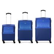 Aristocrat Drift Set of 3 Soft Case (S+M+L) Trolley Bags, Blue | 8-Wheels, Spacious, Zipper Expander, Front Pocket, Polyester Case, Combination Lock, Travel Luggage, 3-Year Global Warranty