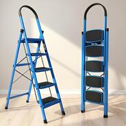 Plantex Ladder for Home - Premium Steel Foldable 5-Step Ladder - Anti Skid Strong Steps with 5 Years Manufacturer Warranty (Blue & Black)