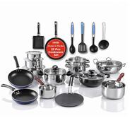 Vinod Kitchen in The Box 25-Piece Stainless Steel & Non-Stick Cookware Set