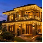 Desidiya 96 LED Warm White Icicle Curtain Lights, 10 Ft with 16 Drops