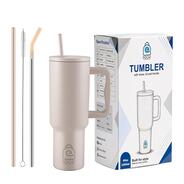 Stainless Steel Tumbler with Lid and Straw, Hot and Cold Double Insulated Sipper Mug