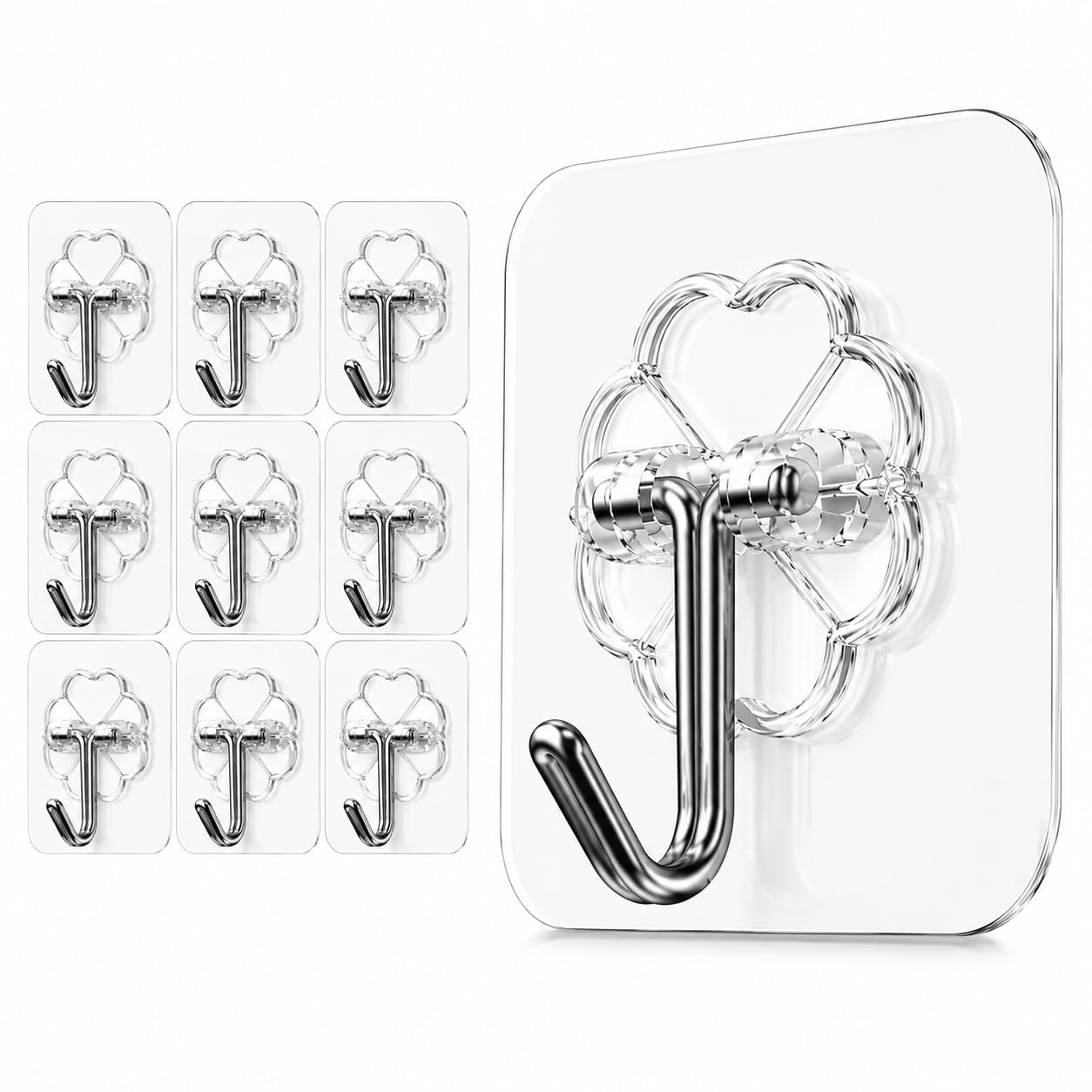 10 Pcs Self Adhesive Wall Hooks for Hanging, Heavy Duty Sticky Hooks for Wall, No Drill Wall Hanging Hooks for Home