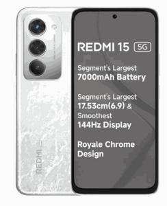 Rs. 22,099 | Redmi 15 5G (8GB+128GB) Frosted White | 5G Powerhouse at a Solid Price