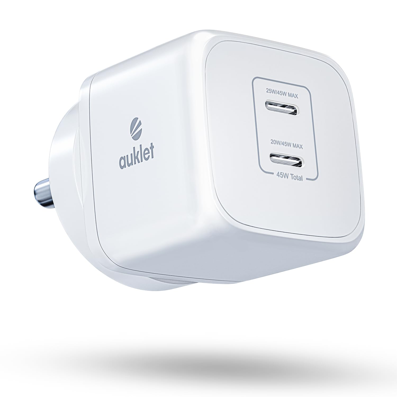 45W GaN Fast Wall Charger, with PD & PPS Support, USB 2C, 1A Port, BIS Certified,Compatible with All iPhones, iPads, Sam