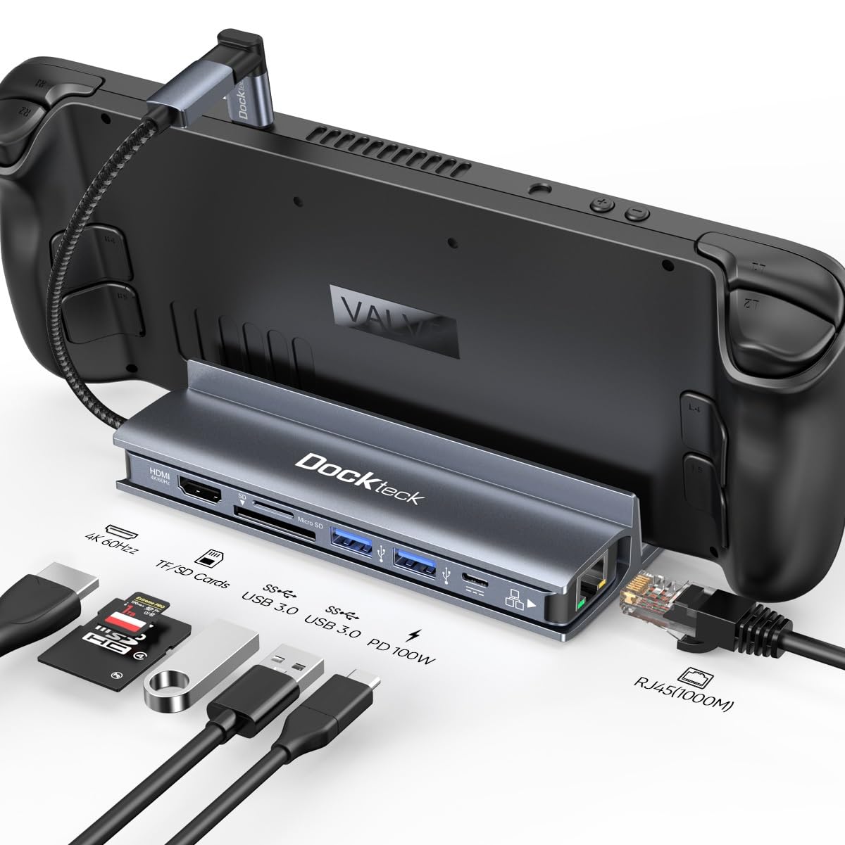 7-in-1 USB C PD Ethernet Hub Dongle with 4K 60Hz HDMI, Ethernet 100W PD | 1Gbps 2 USB 3.0, SD/Micro SD