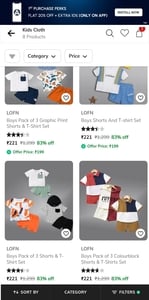 83% OFF || LOFN|| KIDS TSHIRT AND SHORTS SET - 3 PCS