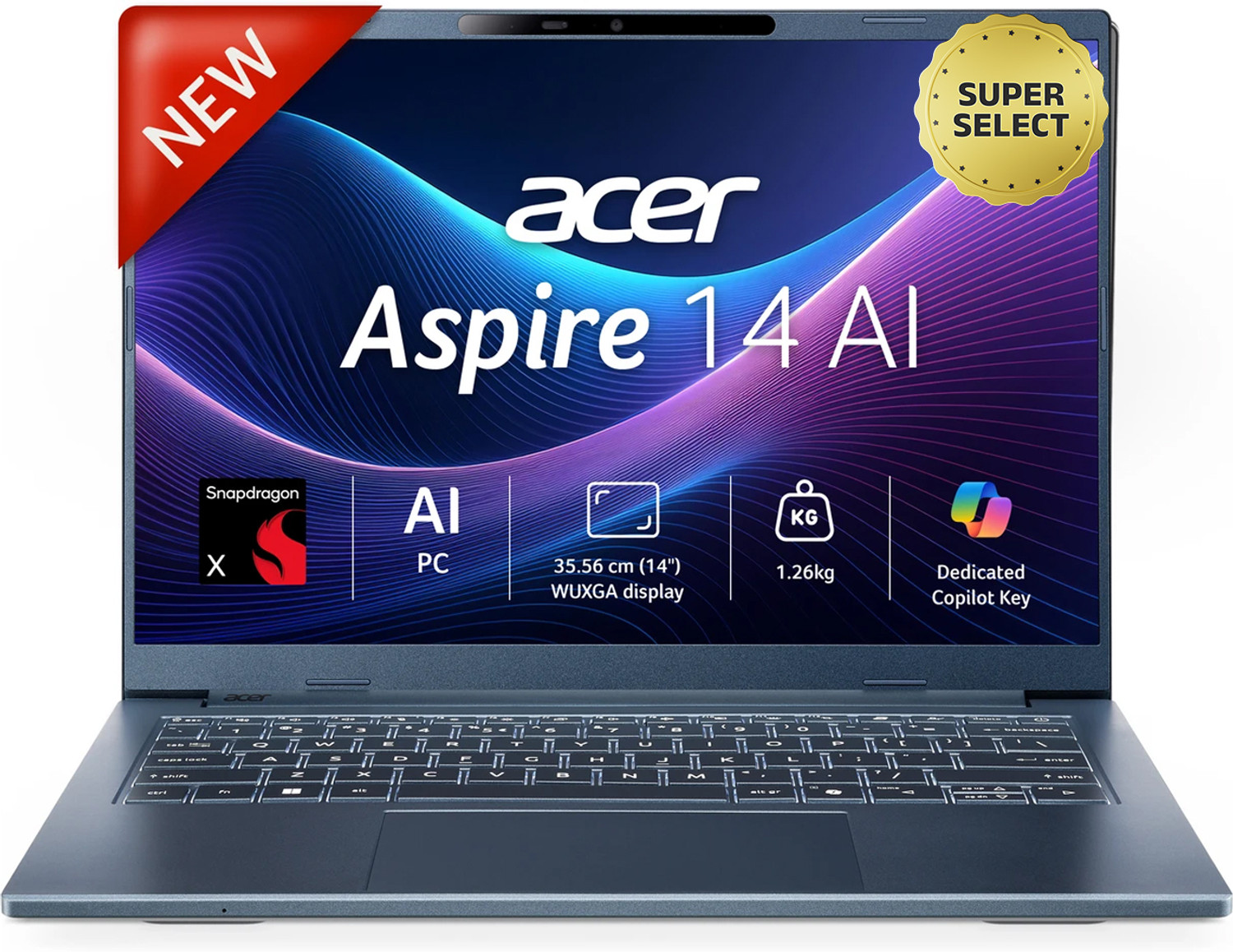Acer Aspire 14 Al Office 2024 + M365 Basic Snapdragon X - (16 GB/512 GB SSD/Windows 11 Home)
