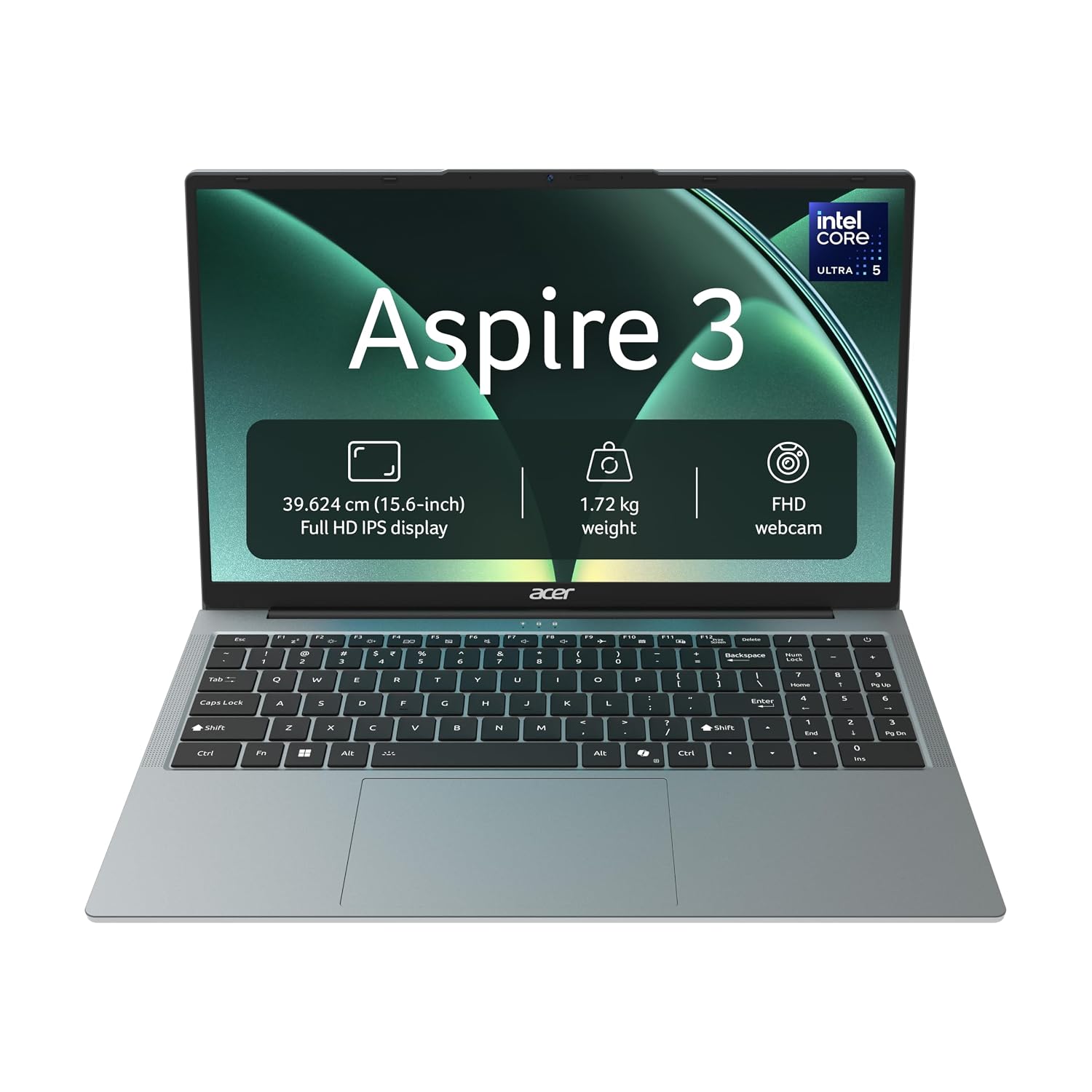 Acer Aspire 3 AI PC Intel Core Ultra 5 115U, 16GB DDR5 RAM/512GB SSD, 15.6" FHD IPS Display, Win 11Home, Steel Grey, 1.7