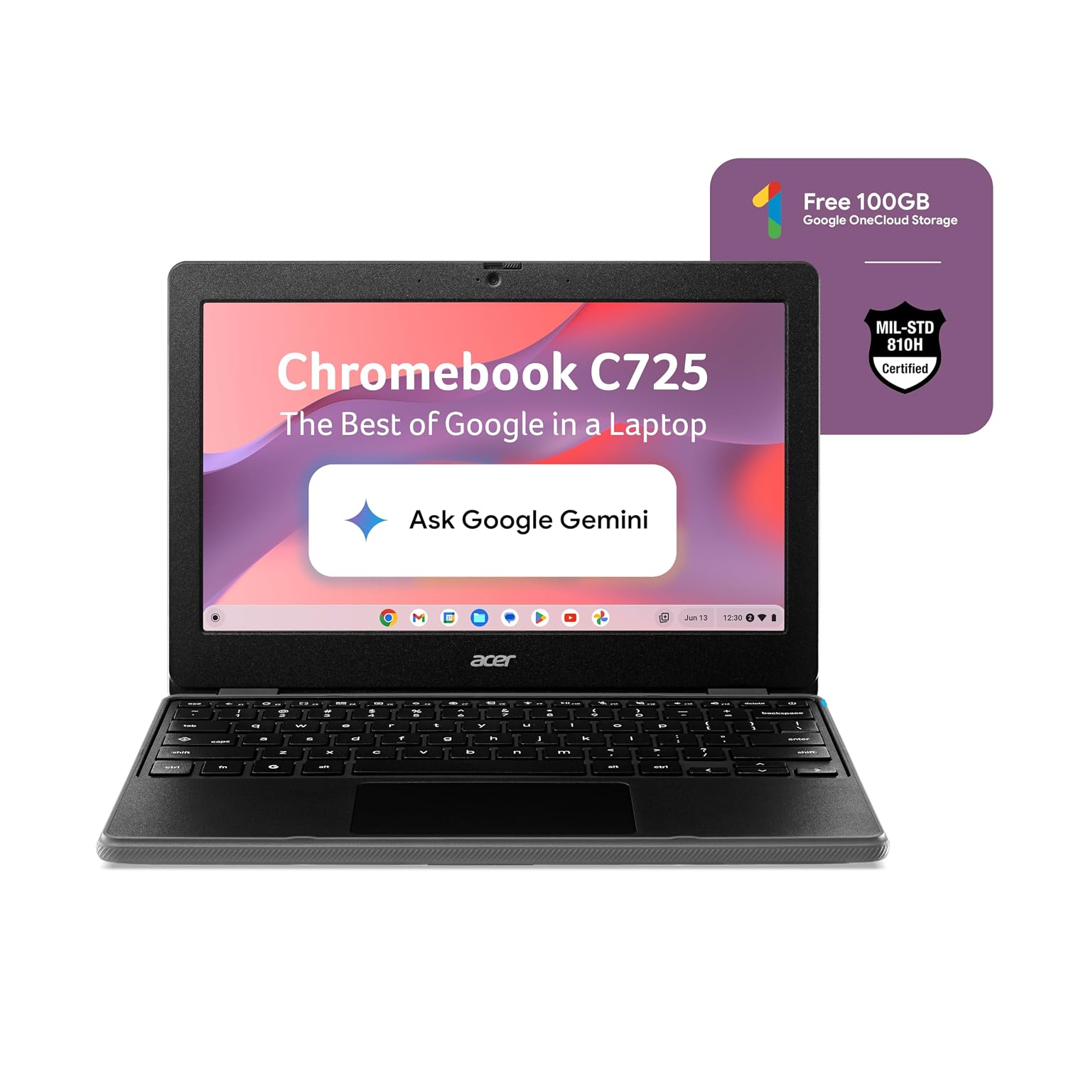 Acer Chromebook, MediaTek Kompanio 540 Octa-Core Processor, 4GB RAM, 64GB eMMC, Laptop