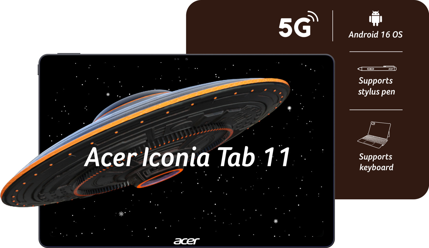 Acer Iconia Tab iM11 8 GB RAM 128 GB ROM 10.95 inch with Wi-Fi+5G Gaming MediaTek 8755 CPU - Octa core Up to 2.4 Ghz Tab