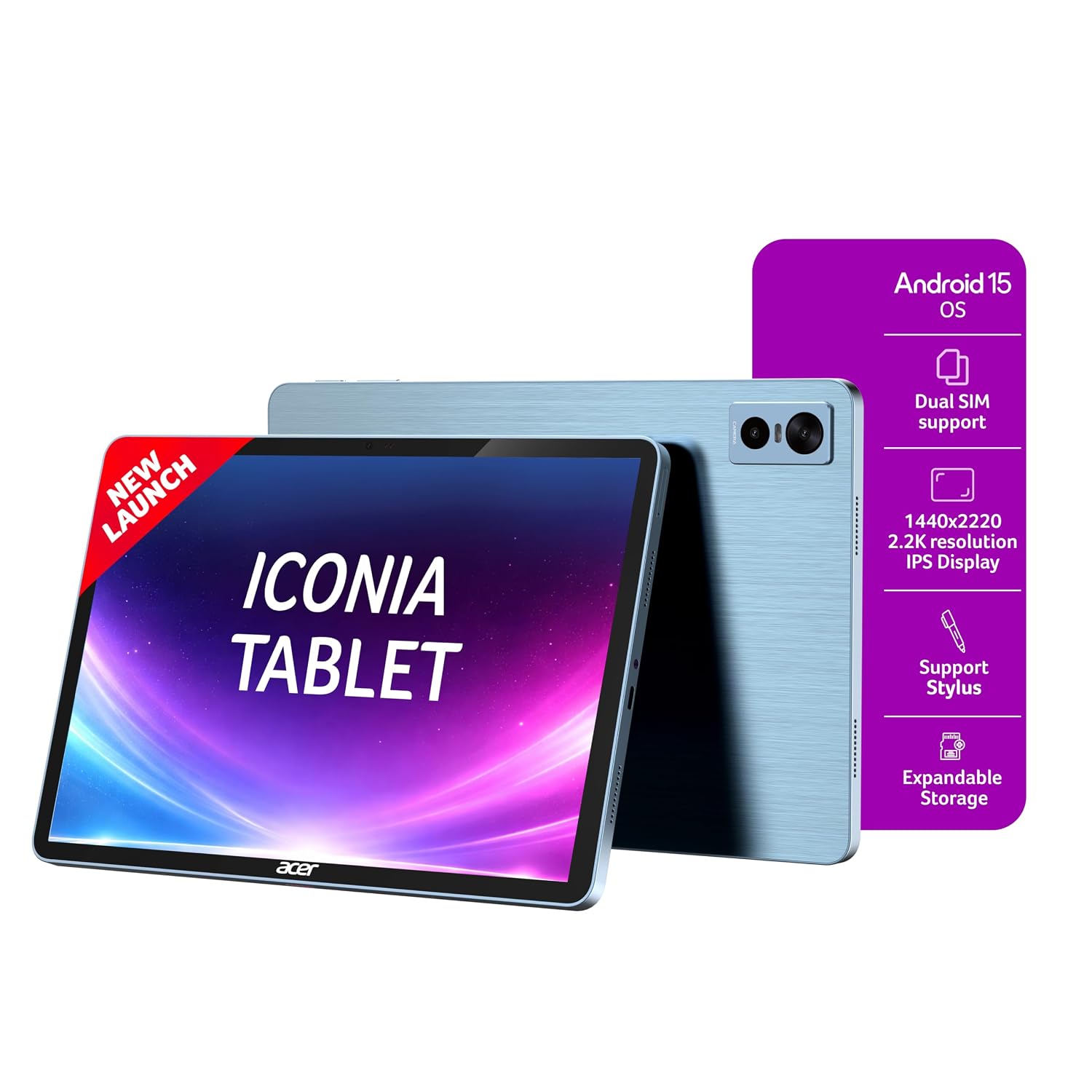 Acer Iconia Tab11 | 11.45" | 2.2K IPS Display, 450 Nit | Quad Speakers | 8GB + 128GB (Expandable)