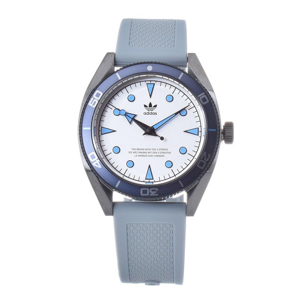 adidas Men Silicone Originals Analog Silver Dial Watch-Aofh22003, Band Color-Blue