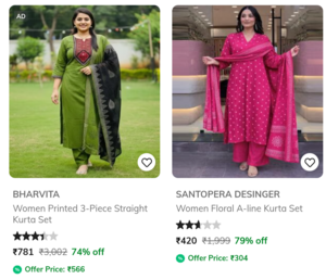AJIO: Women's Clothing Under Rs. 799 | Up to 92% off