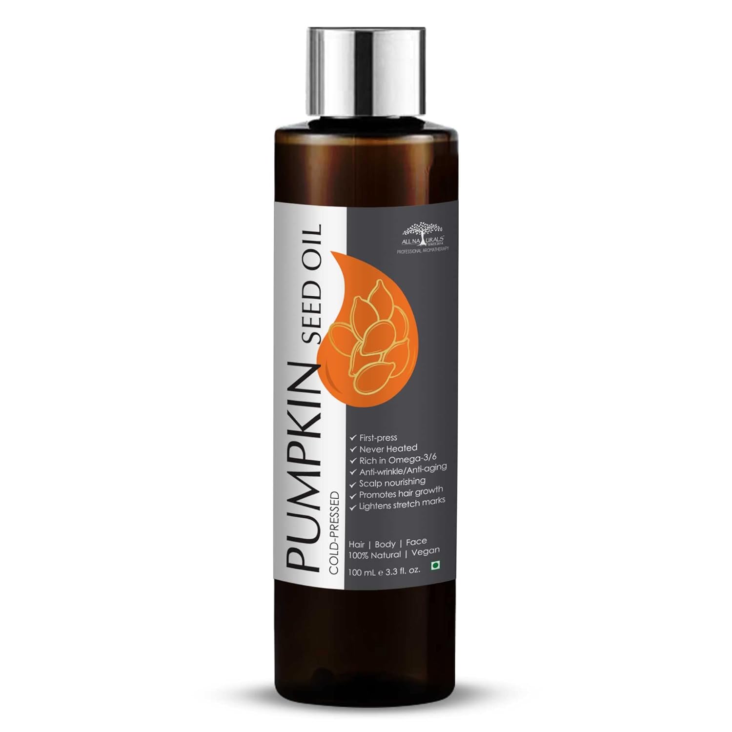 All Naturals 100% Pure & Edible Pumpkin Seed Oil 100mL Food Grade Cold-Pressed, Never-Heated