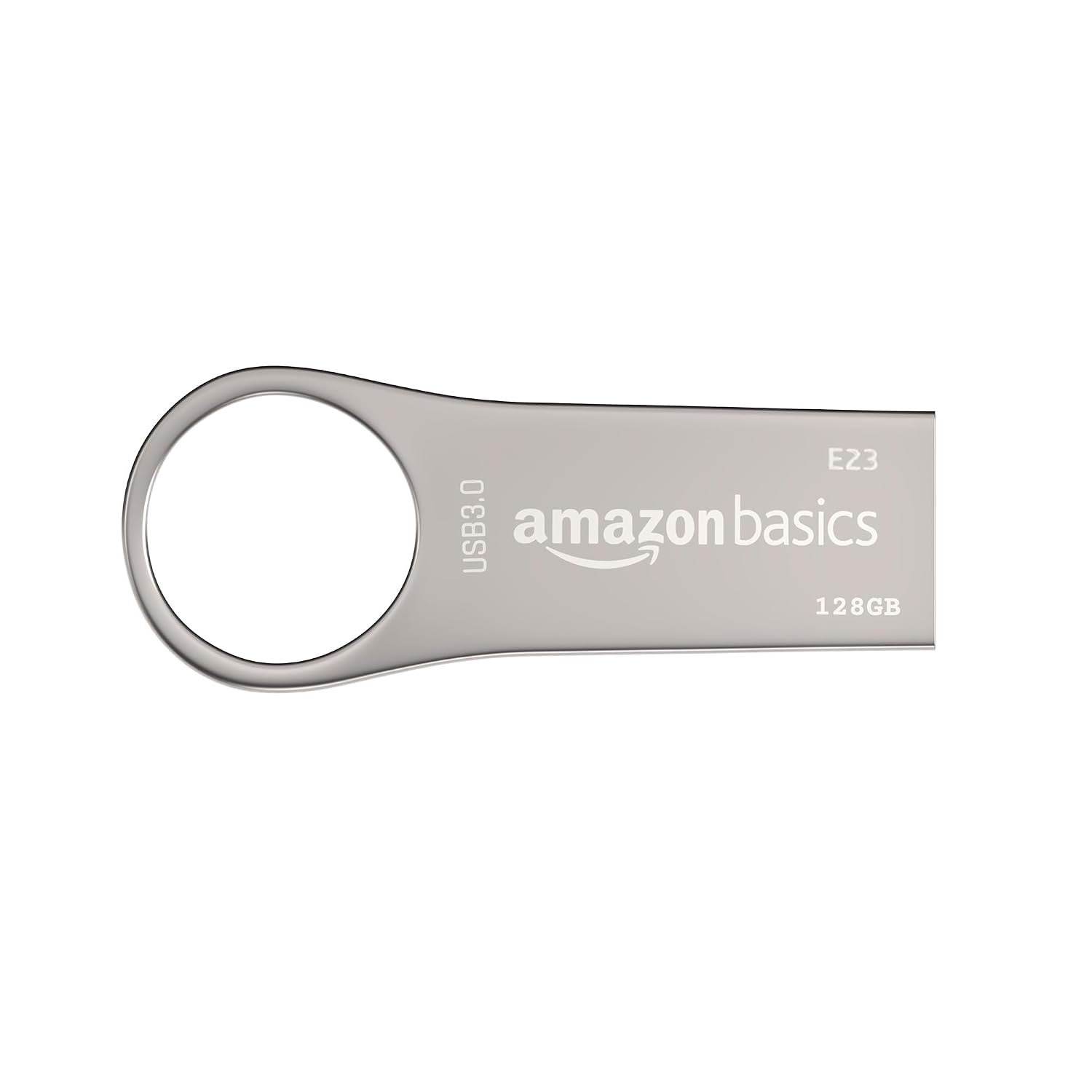 Amazon Basics 128 GB USB 3.0 Pen Drive | Flash Drive | Read Speed Upto 110 MB/s | with Key Ring | Metallic (Silver)
