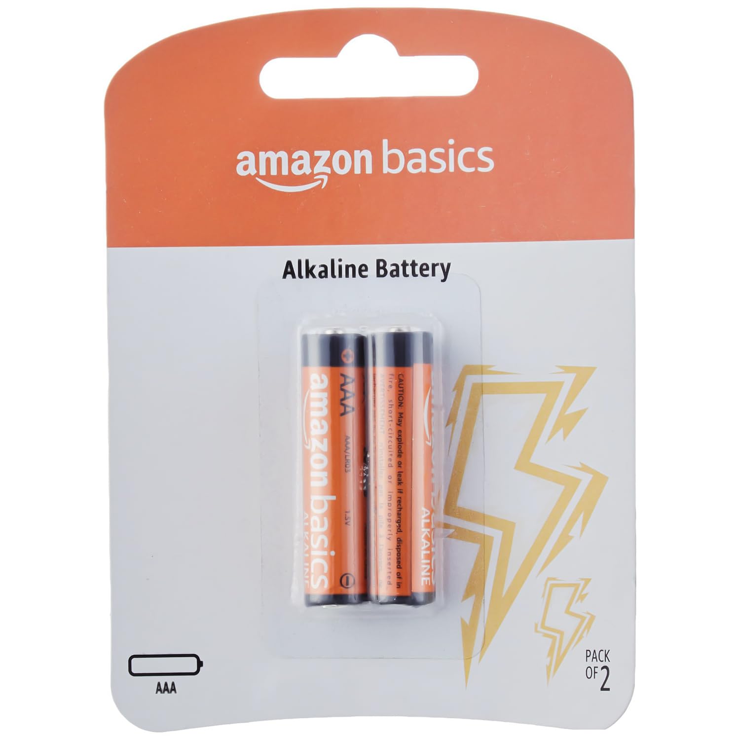 Amazon Basics AAA Alkaline Batteries (Pack of 2), 1.5V