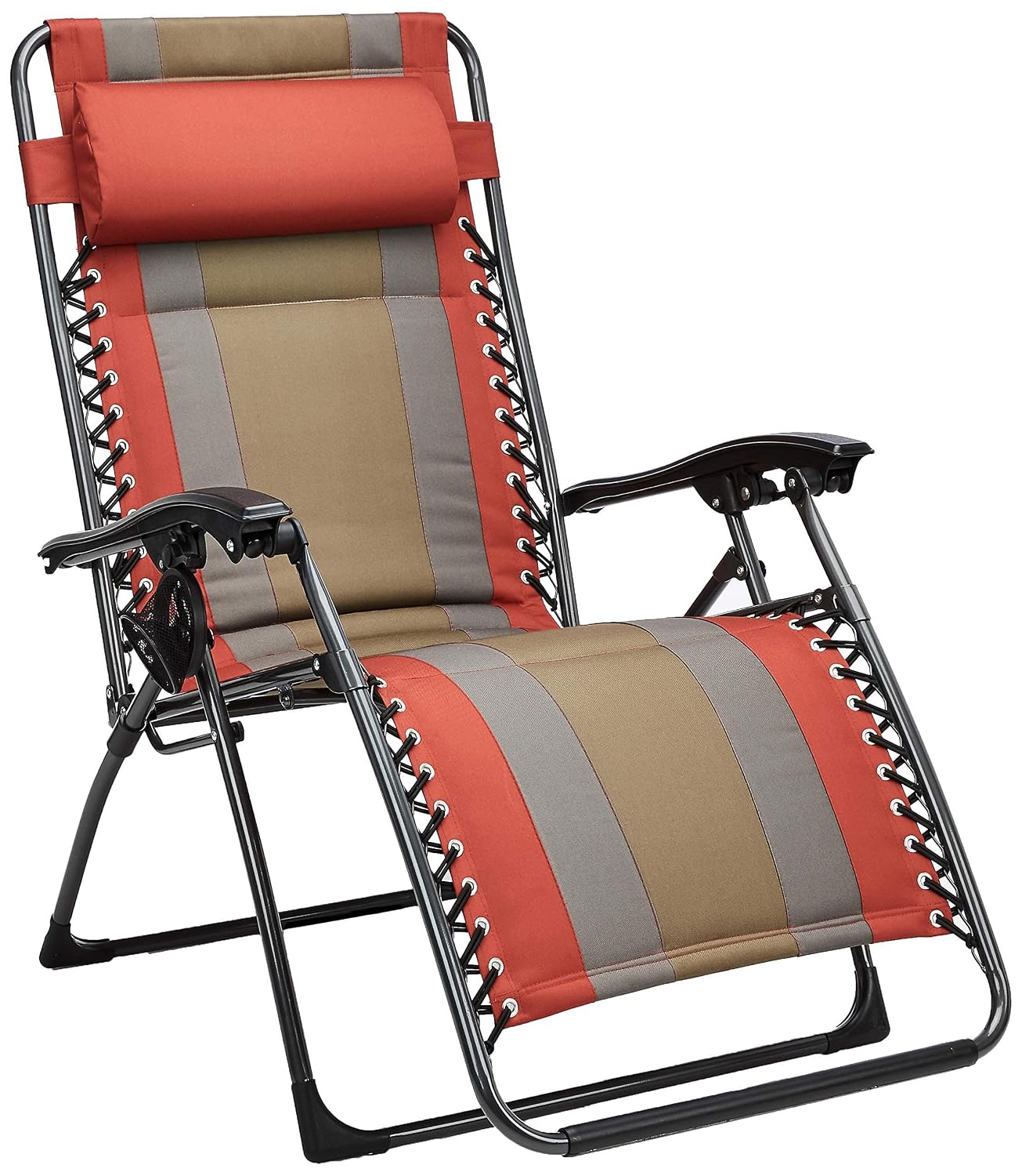 amazon basics Alloy Steel Outdoor Padded Adjustable Zero Gravity Folding Reclining Lounge Chair With Pillow (Red)