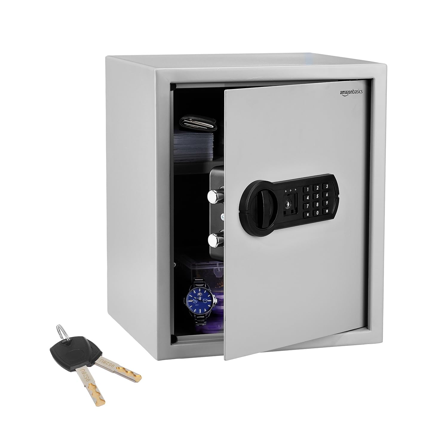 Amazon Basics Digital Safe with Electronic Keypad Locker for Home, Gross Capacity - 49L (Net - 43L), Grey