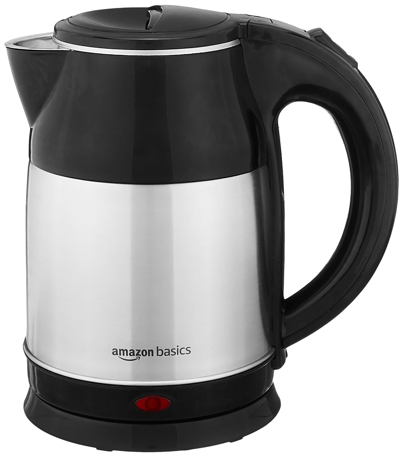 Amazon Basics Electric Kettle 1400 Watts 1.8 litres with Auto-Shut Off e and lid (Black and Silver)