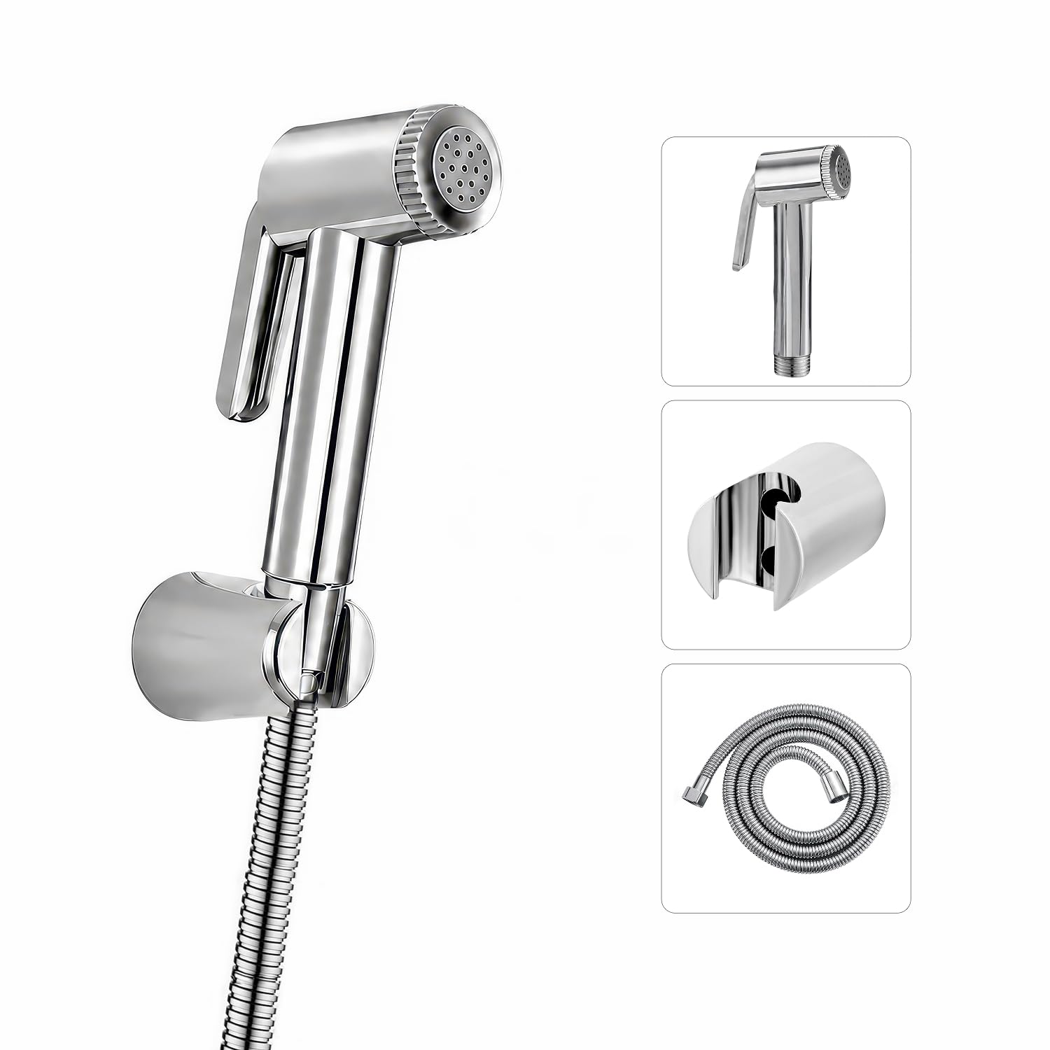 Amazon Basics Health Faucet Set for Bathroom | Premium ABS Jet Spray Gun with 1.5M Stainless Steel Hose & Wall Hook Pack