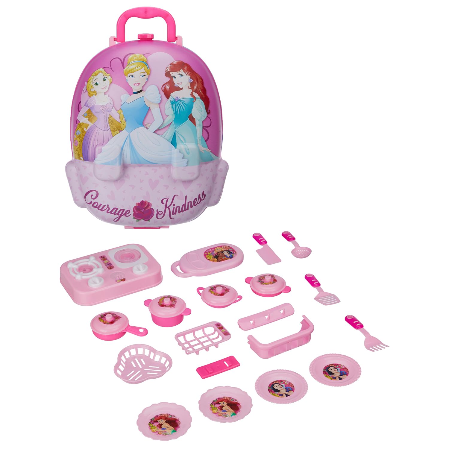 Amazon Brand - Jam & Honey Princess-Themed Kitchen Set in Backpack | Pretend Play Cooking Toy Kit for Kids | Portable, E