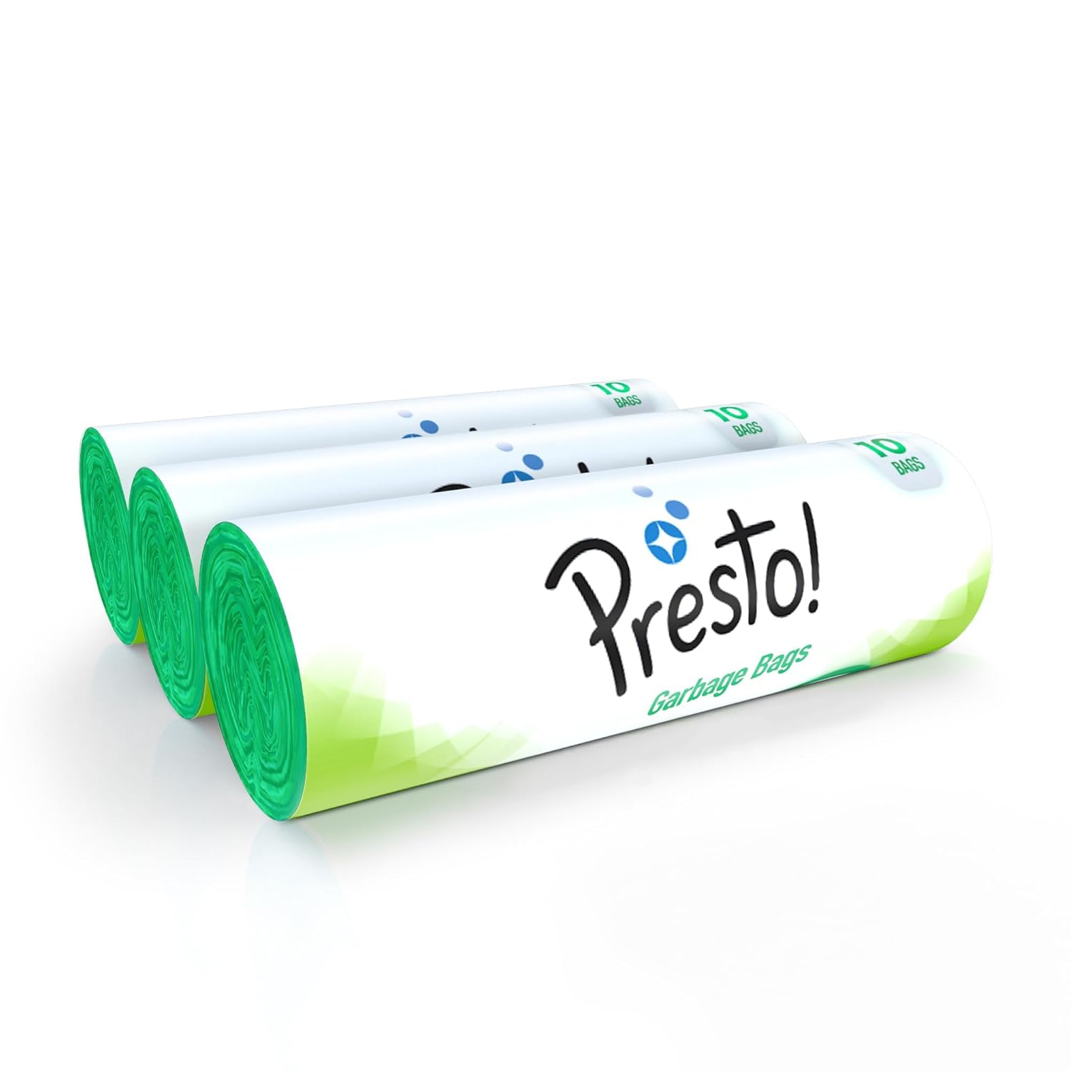 Amazon Brand - Presto! Garbage Bags, Xl - 10 Bags/Roll (Pack Of 3, Green, For Wet Waste) - Plastic, 4.33X1.69 Inch, 30 C