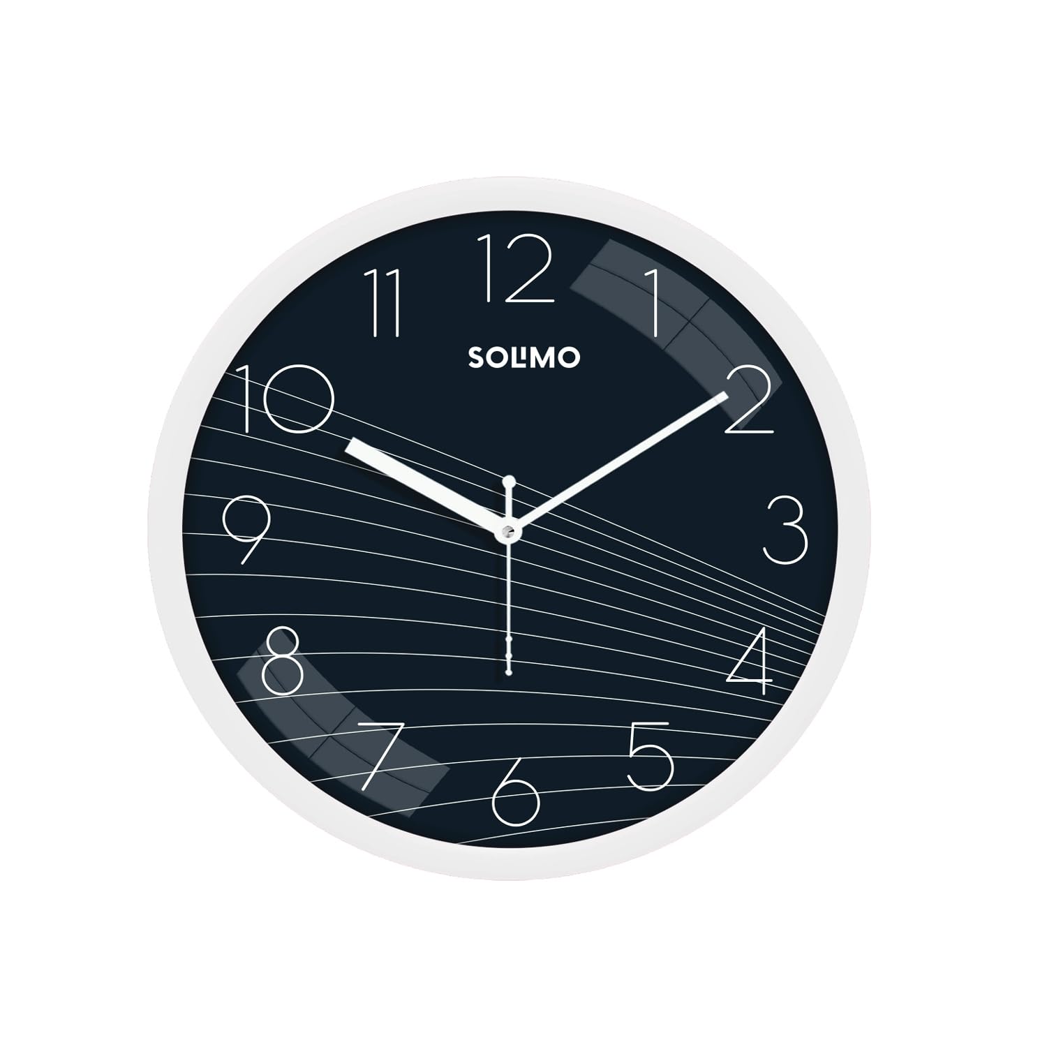 Amazon Brand - Solimo 11-Inch Classic & Modern and Stylish Silent Movement Wall Clock - White & Blue - Analog, Plastic