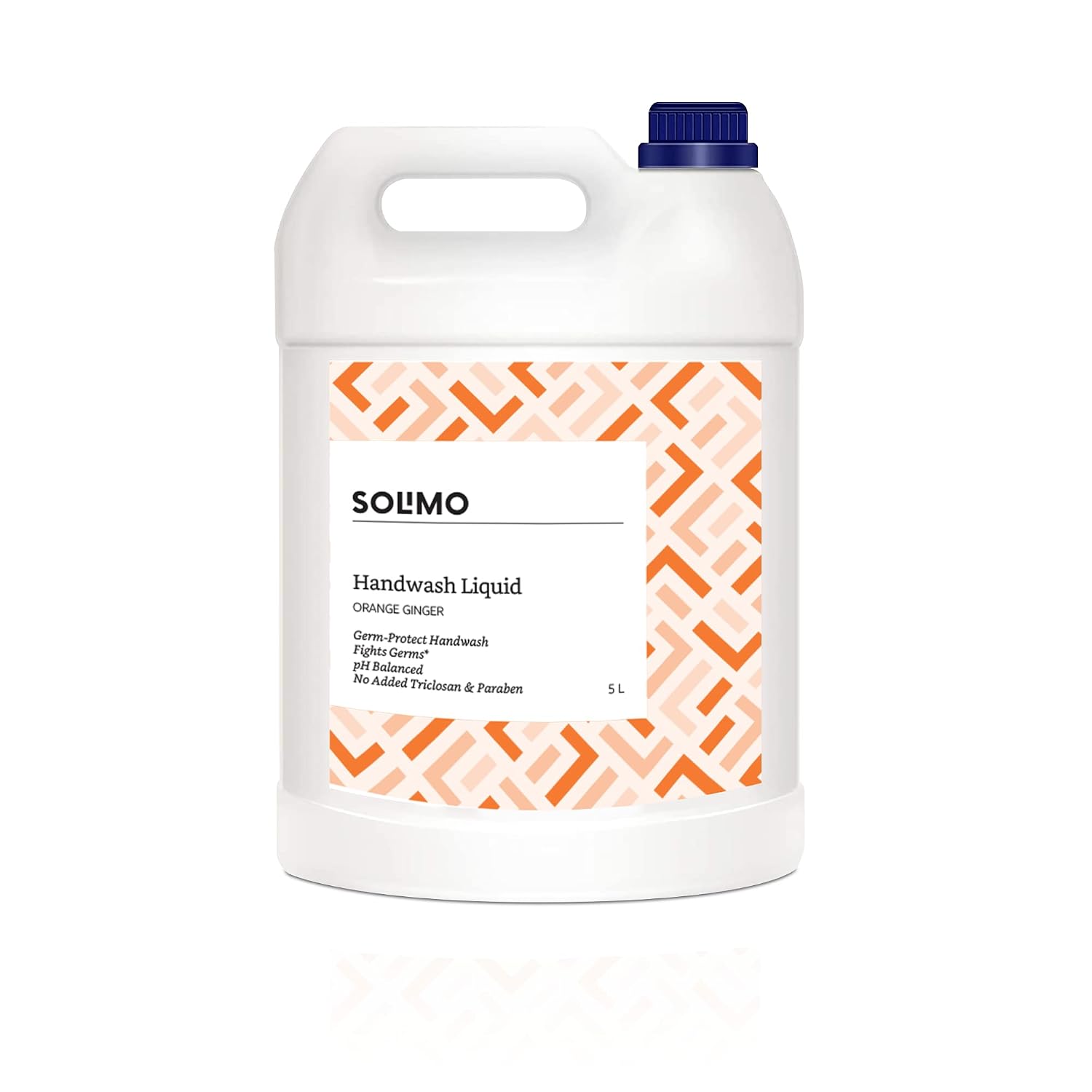 Amazon Brand - Solimo Liquid Handwash, Refill Can | Orange Ginger | 5 Litre | Fights Germs | Ph-Balanced Formula | No Ad