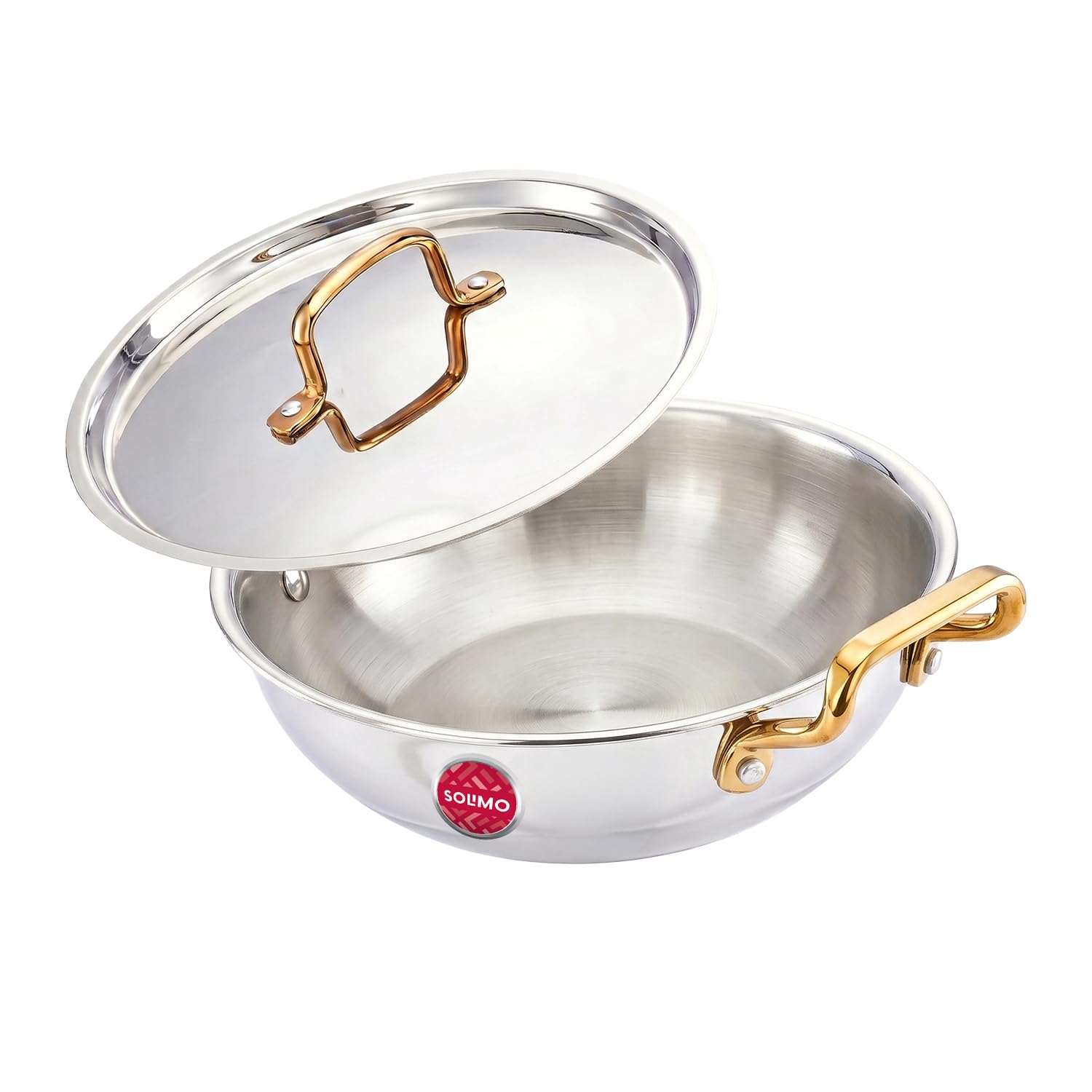 Amazon Brand - Solimo Premium Triply Stainless Steel Kadhai 26cm (3.2L) | SS Lid | Even Heating