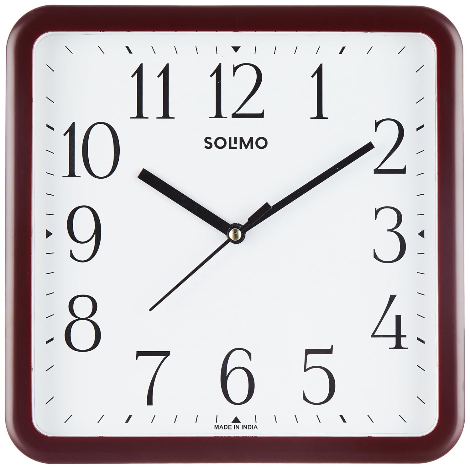 Amazon Brand - Solimo Square Wall Clock | Plastic | 8.5 Inch | Black