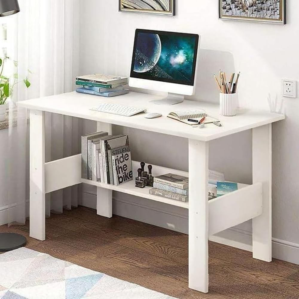 Amazon Brand - Solimo Study Table | Engineered Wood Computer Desk with Storage Shelf | Laptop & Writing Desk for Home Of