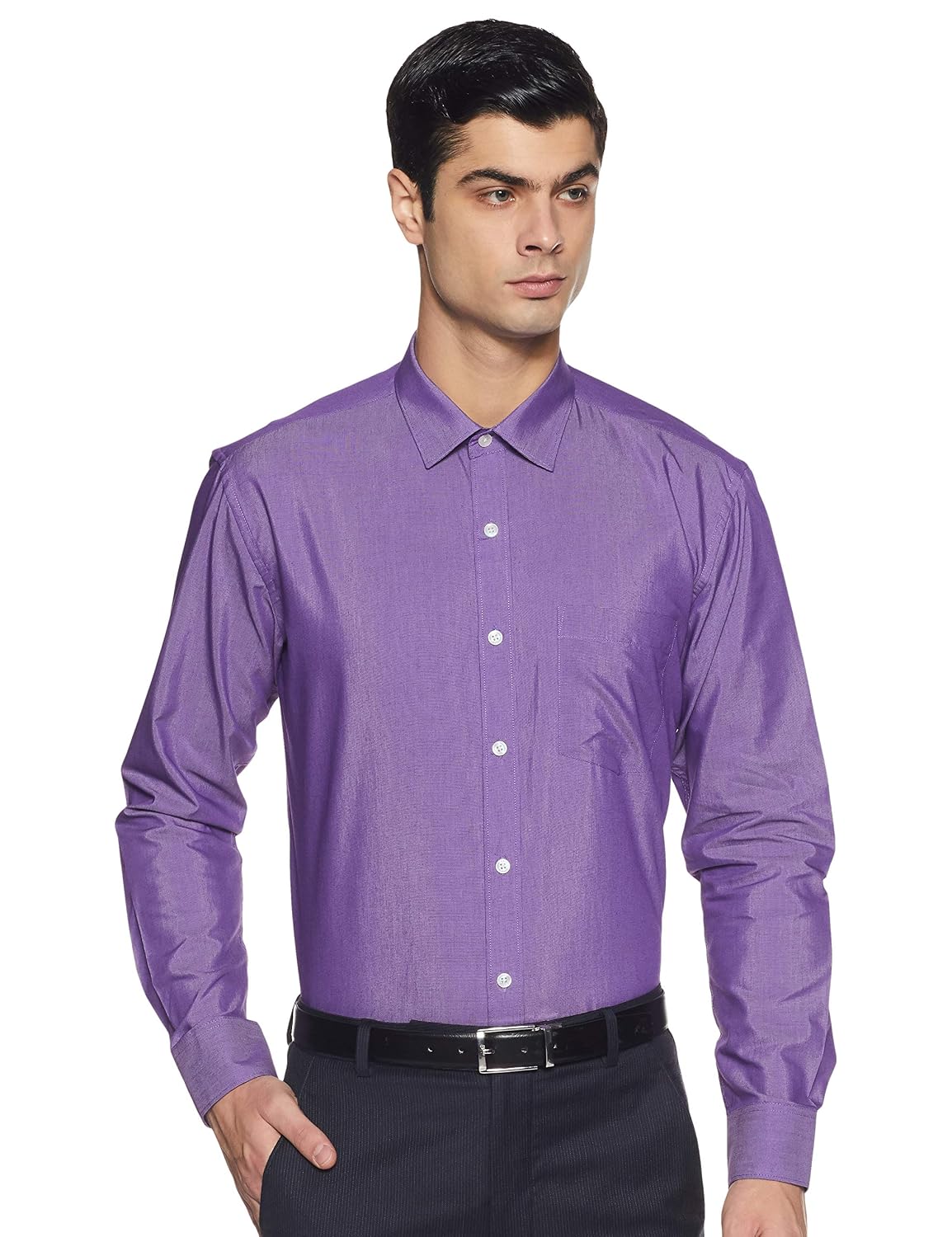 Amazon Brand - Symbol Men's Cotton Formal Shirt | Plain | Full Sleeve - Regular Fit (Available in Plus Sizes)
