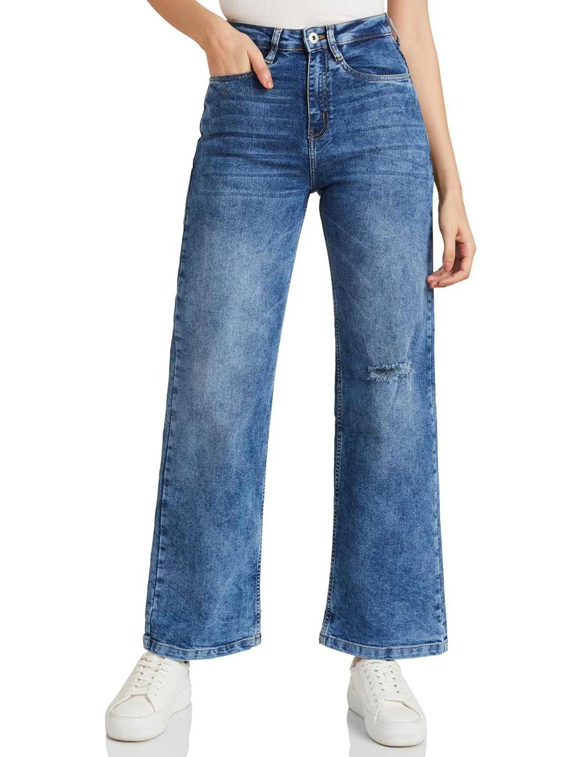 Amazon Brand - Symbol Women Wide Leg Jeans (High Rise | Full Length) (Available in Plus Sizes)