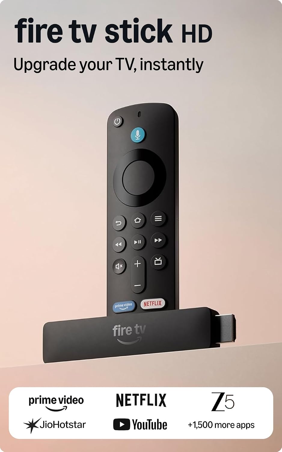 Amazon Fire TV Stick HD (newest model), our fastest HD stick yet, 1,500+ apps, smart voice search with Alexa+
