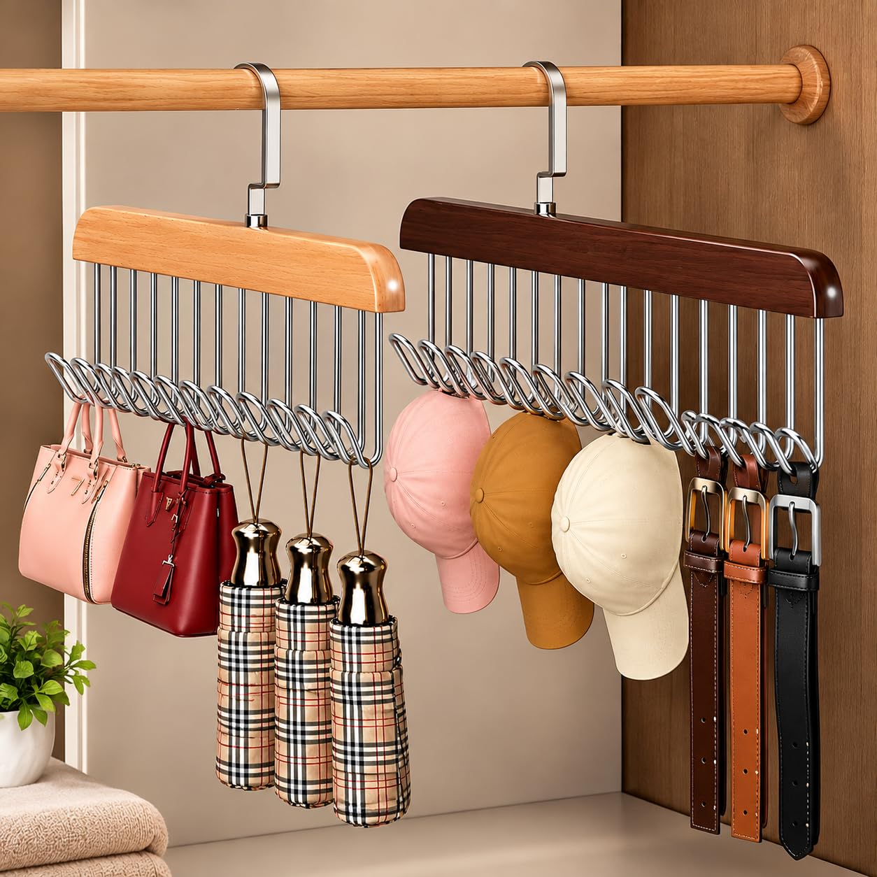 Amazon Sample Rs 299 | DLALA 2 Pcs Wooden Hanger Wardrobe Organizer with 8 Hooks (User Specific)