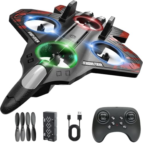 Amitasha RC Fighter Jet Remote Control Airplane for Kids & Adults | 2.4GHz RC Plane Drone Toy with LED Lights | 360° Fli