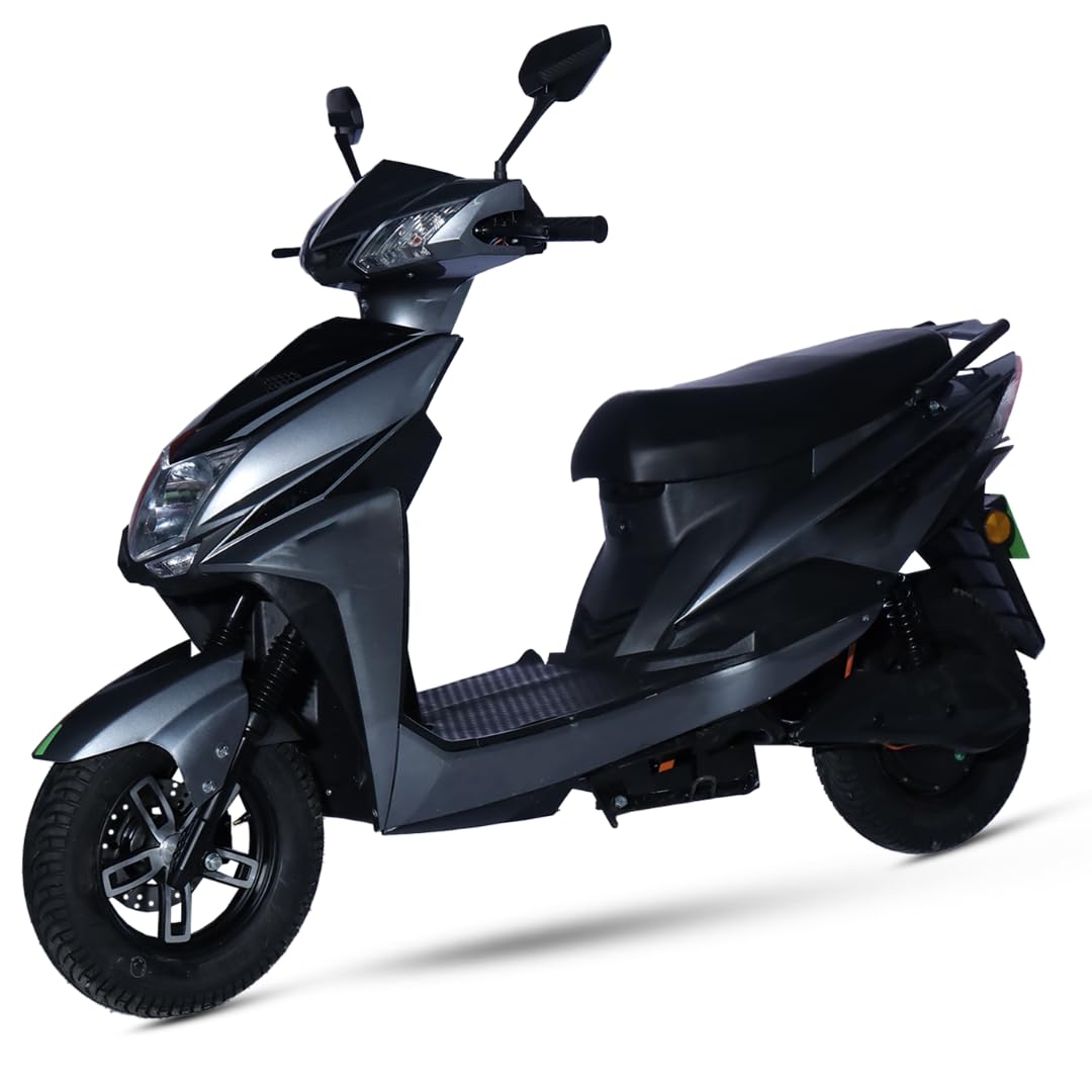 AMO Electric Scooter Single Light Lead Acid Low Speed -25kmph Range - 60-70 Km Non RTO in Grey with Portable Charger Ex