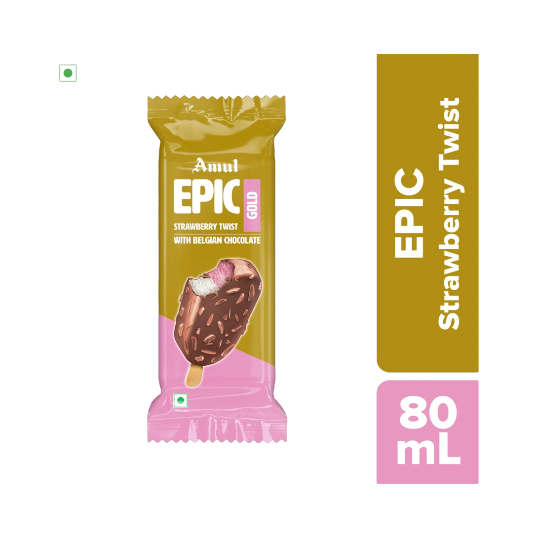 Amul Strawberry EPIC Twist Gold Ice Cream (80 ml),hyperlocal
