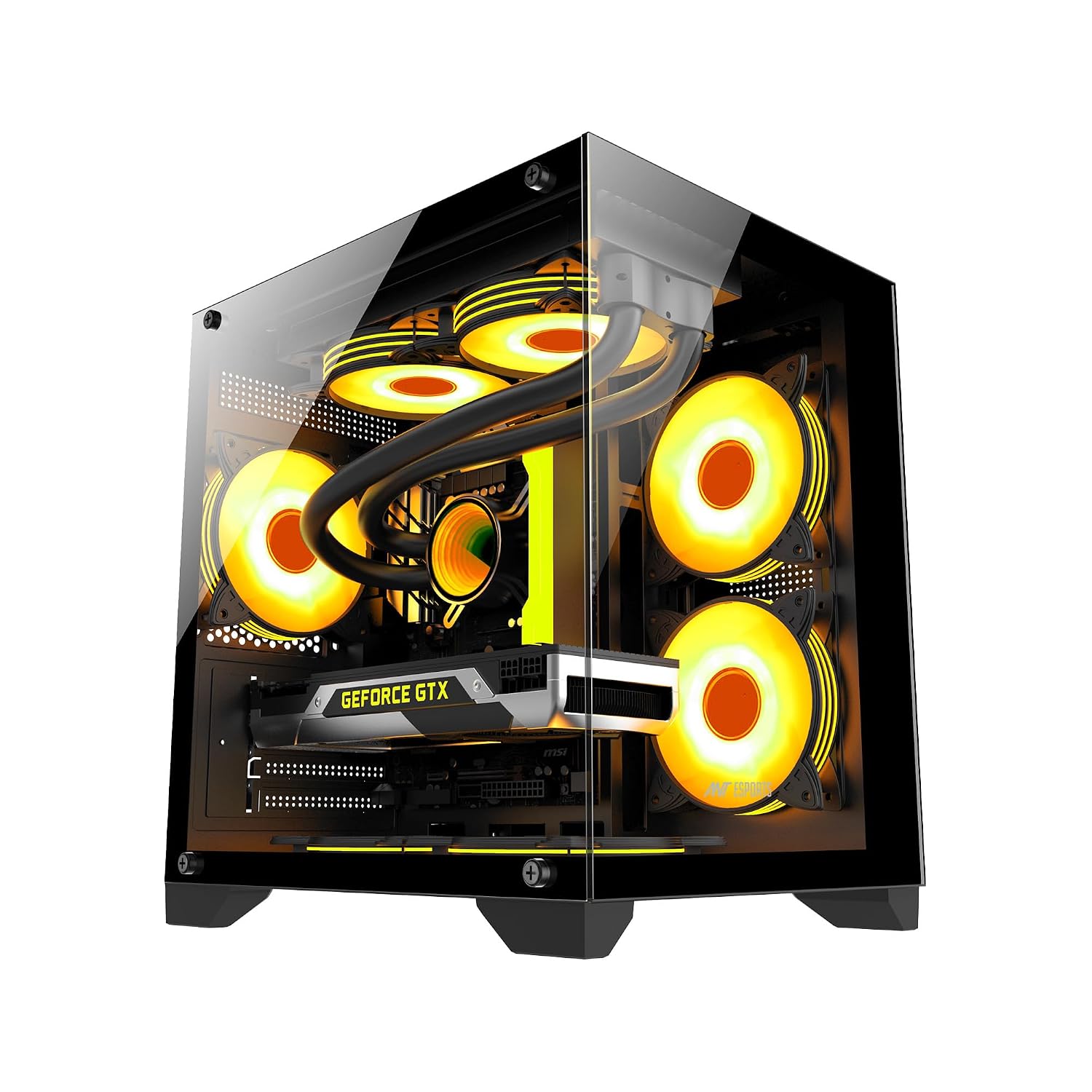 Ant Esports Crystal Z2 Mid-Tower Computer Case/Gaming Cabinet - Black | Support Micro-ATX, Mini-ITX | Pre-Installed 3 AR