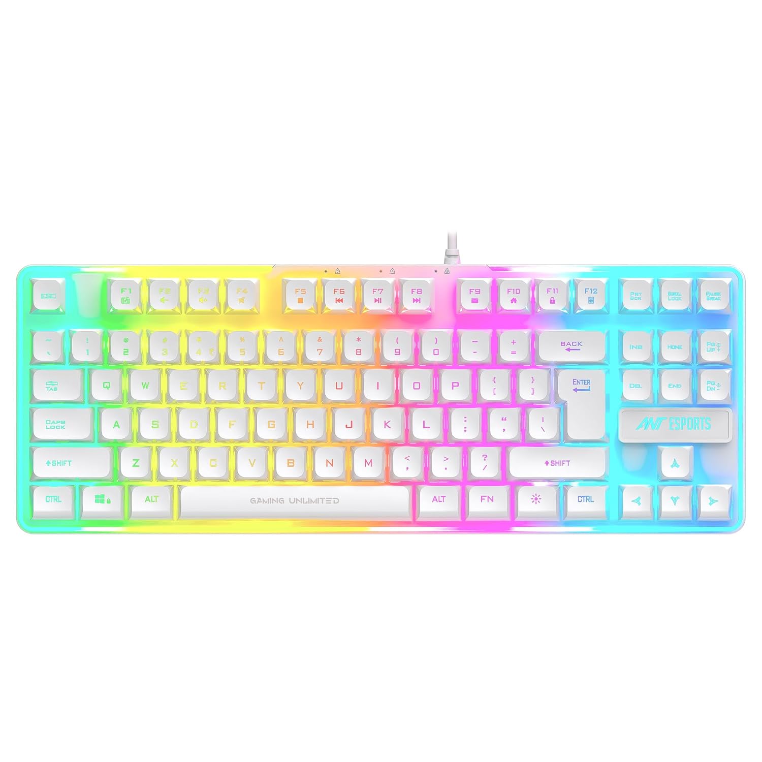 Ant Esports MK700 V2 Membrane TKL Wired Gaming Keyboard, 87 UV Coated Mechanical feel Keys Cool RGB Backlight Waterproof