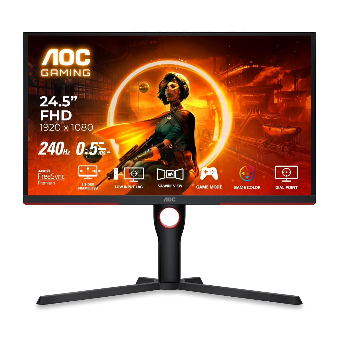 AOC 24.5" FHD Gaming Monitor - 240Hz, 1ms GTG, FreeSync Premium