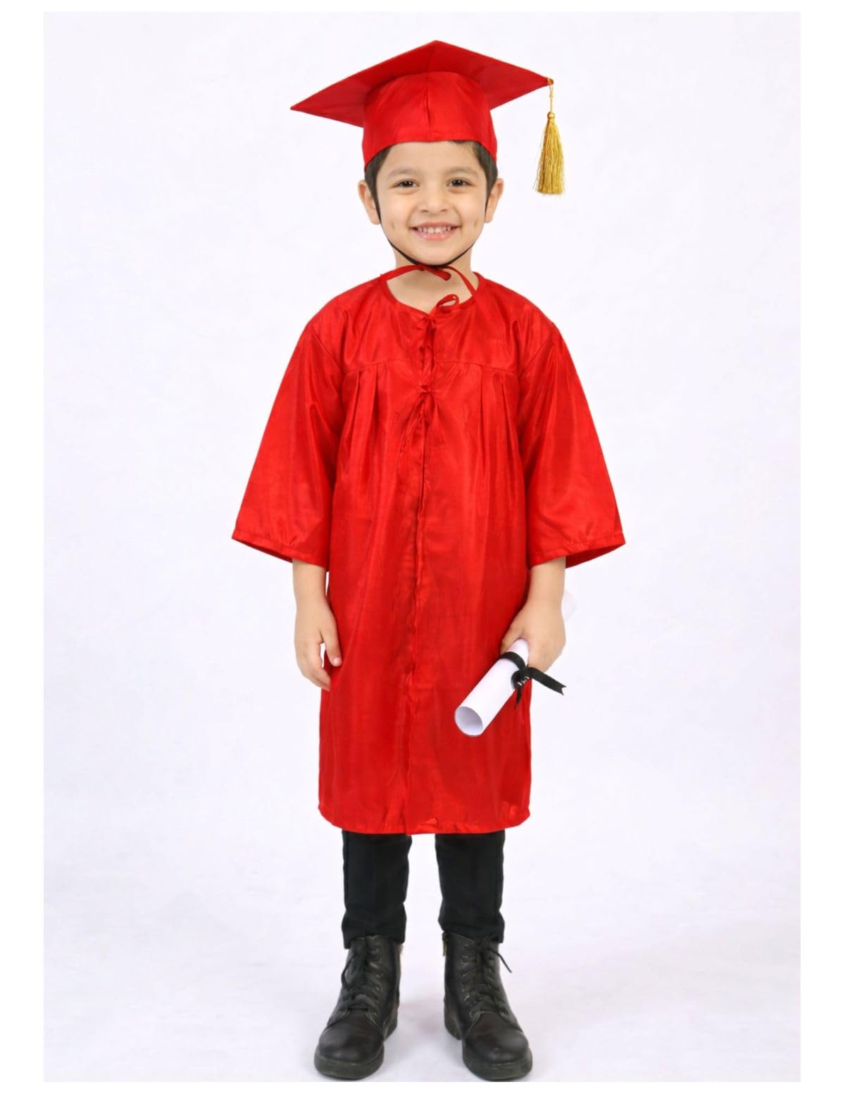 BookMyCostume Red Graduate Convocation Graduation Day Gown Kids & Adults Fancy Dress Costume 3-4 ye